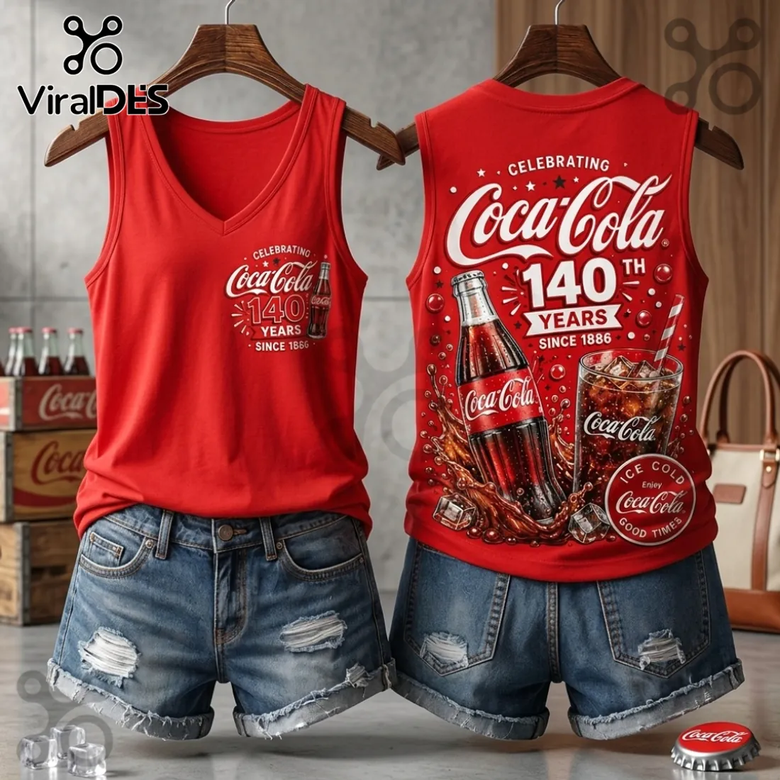 Coca Cola 140th Anniversary V-Neck Tank Top Coca Cola 140th Anniversary V-Neck Tank Top