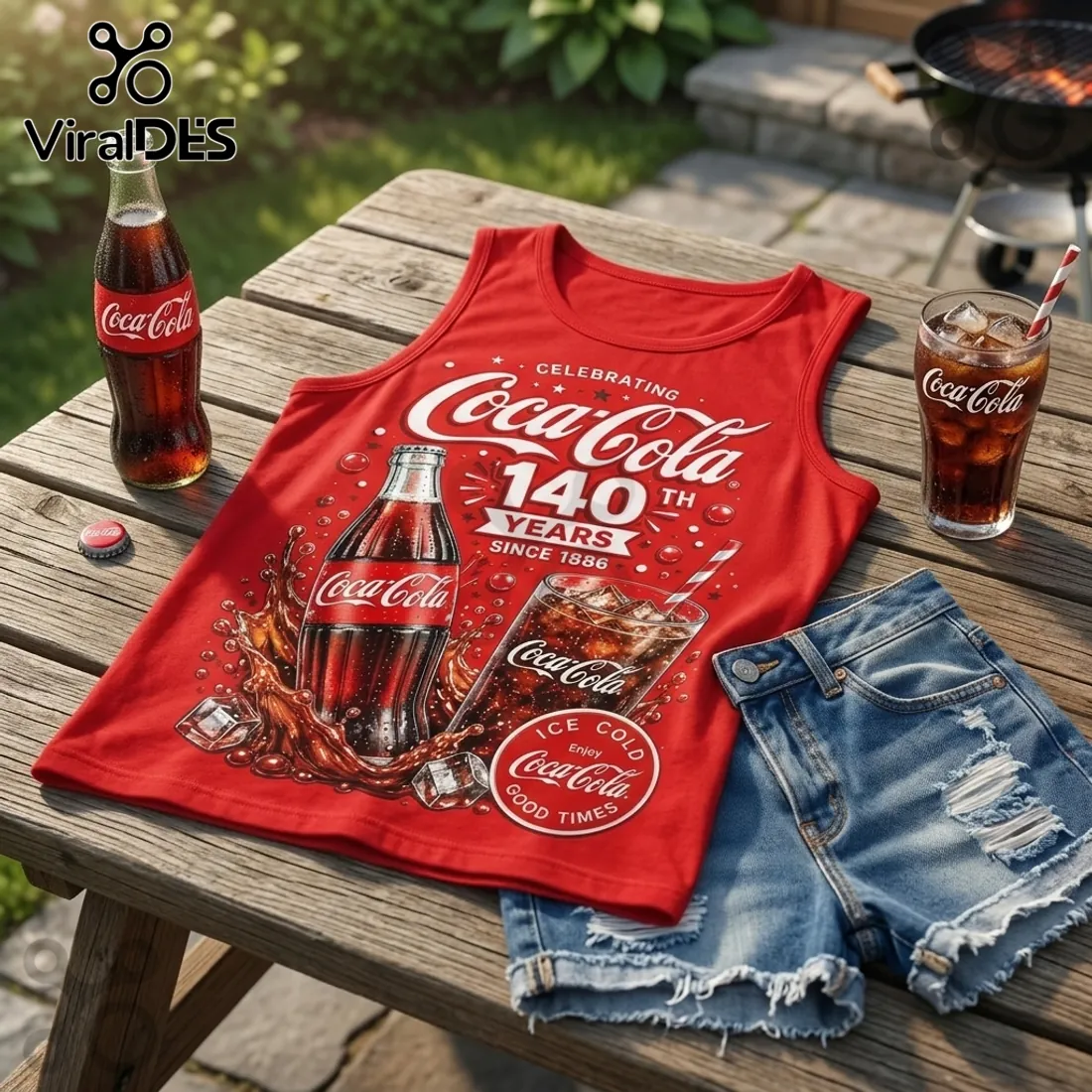 Coca Cola 140th Anniversary V-Neck Tank Top Coca Cola 140th Anniversary V-Neck Tank Top