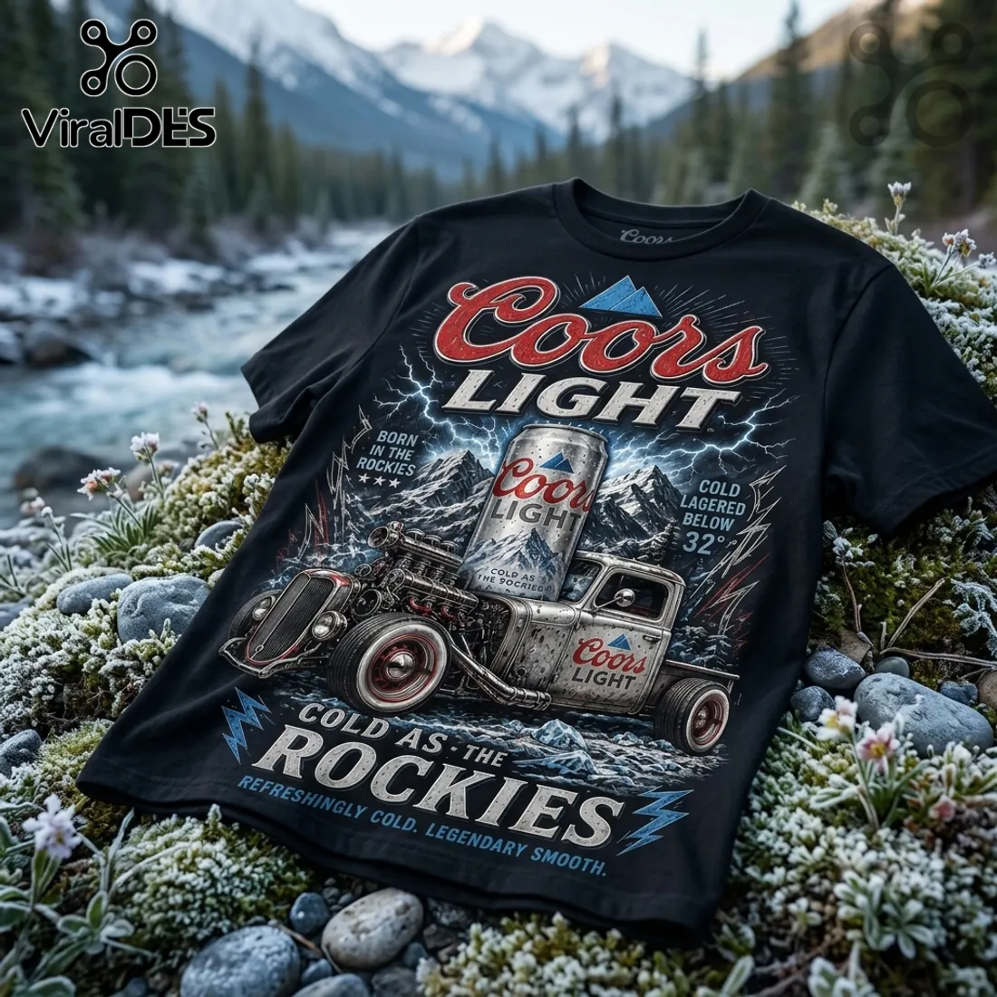 Coors Light Born In The Rockies Black T-Shirt Coors Light Born In The Rockies Black T-Shirt