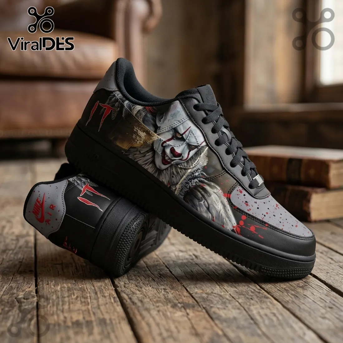 Custom Pennywise Horror Movie Air Force 1 Sneakers Custom Pennywise Horror Movie Air Force 1 Sneakers