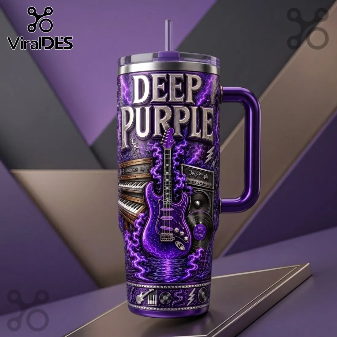 Deep Purple Rock Band Purple 40oz Stanley Tumbler Deep Purple Rock Band Purple 40oz Stanley Tumbler
