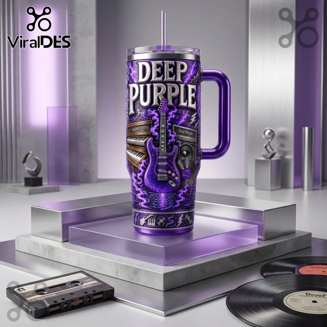 Deep Purple Rock Band Purple 40oz Stanley Tumbler Deep Purple Rock Band Purple 40oz Stanley Tumbler