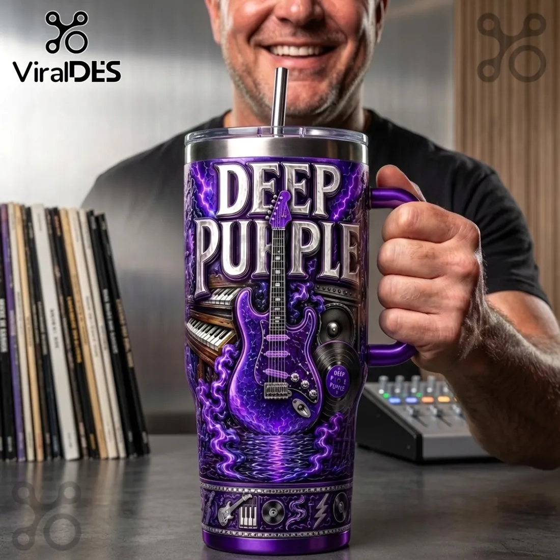 Deep Purple Rock Band Purple 40oz Stanley Tumbler Deep Purple Rock Band Purple 40oz Stanley Tumbler