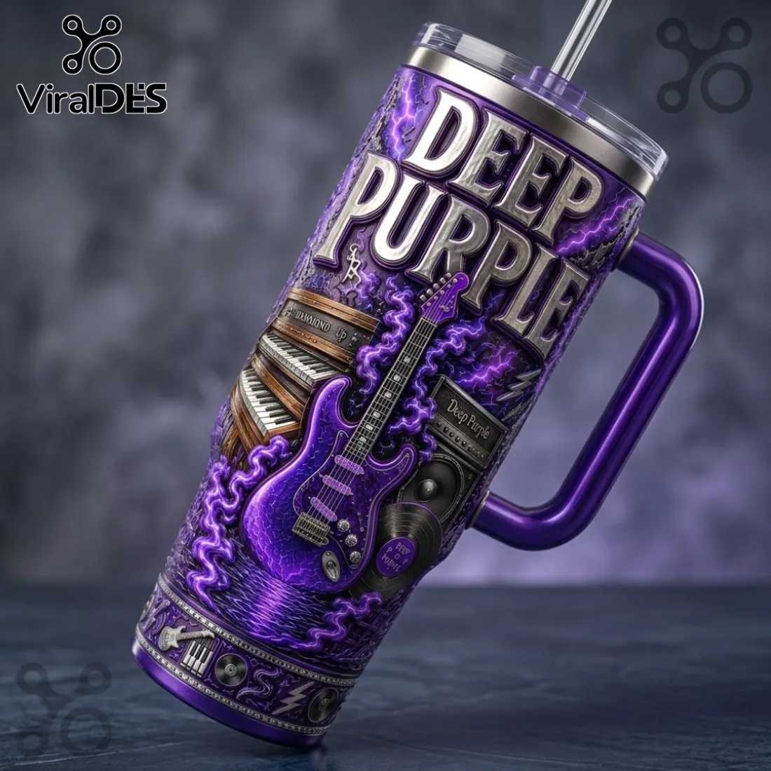 Deep Purple Rock Band Purple 40oz Stanley Tumbler Deep Purple Rock Band Purple 40oz Stanley Tumbler