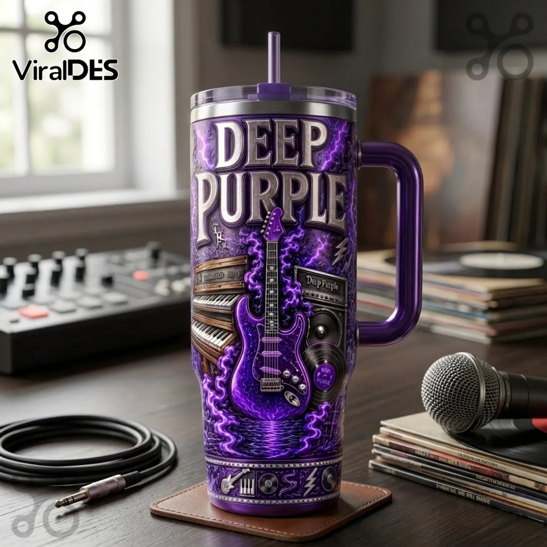Deep Purple Rock Band Purple 40oz Stanley Tumbler Deep Purple Rock Band Purple 40oz Stanley Tumbler