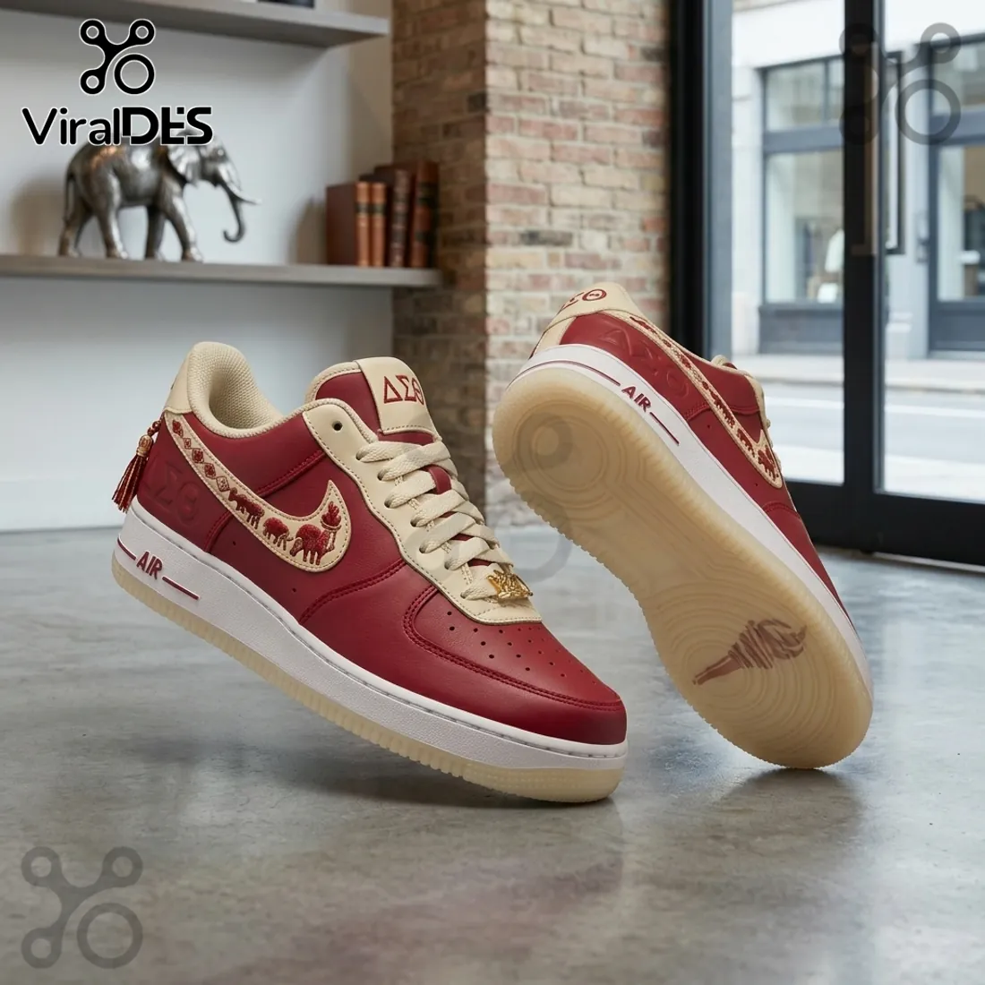 Delta Sigma Theta Crimson Leather AF1 Sneakers Delta Sigma Theta Crimson Leather AF1 Sneakers