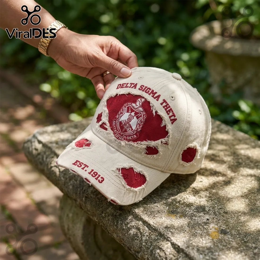 Delta Sigma Theta Distressed Cream Baseball Cap Delta Sigma Theta Distressed Cream Baseball Cap