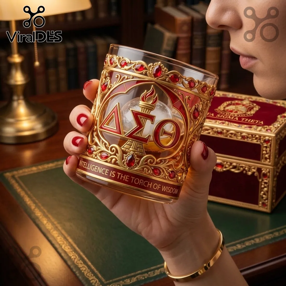 Delta Sigma Theta Ornate Decorative Drinking Glass Delta Sigma Theta Ornate Decorative Drinking Glass