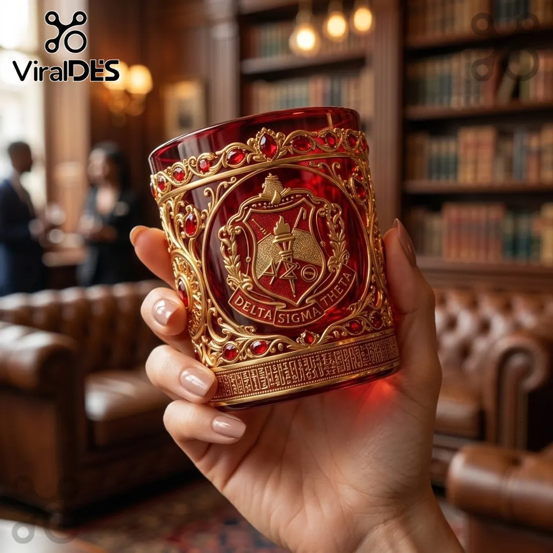 Delta Sigma Theta Ornate Gold Red Glass Tumbler Delta Sigma Theta Ornate Gold Red Glass Tumbler