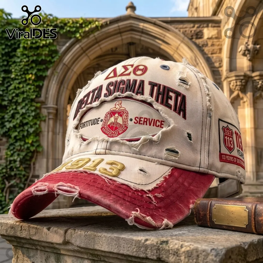 Delta Sigma Theta Sisterhood Embroidered Distressed Baseball Cap Delta Sigma Theta Sisterhood Embroidered Distressed Baseball Cap