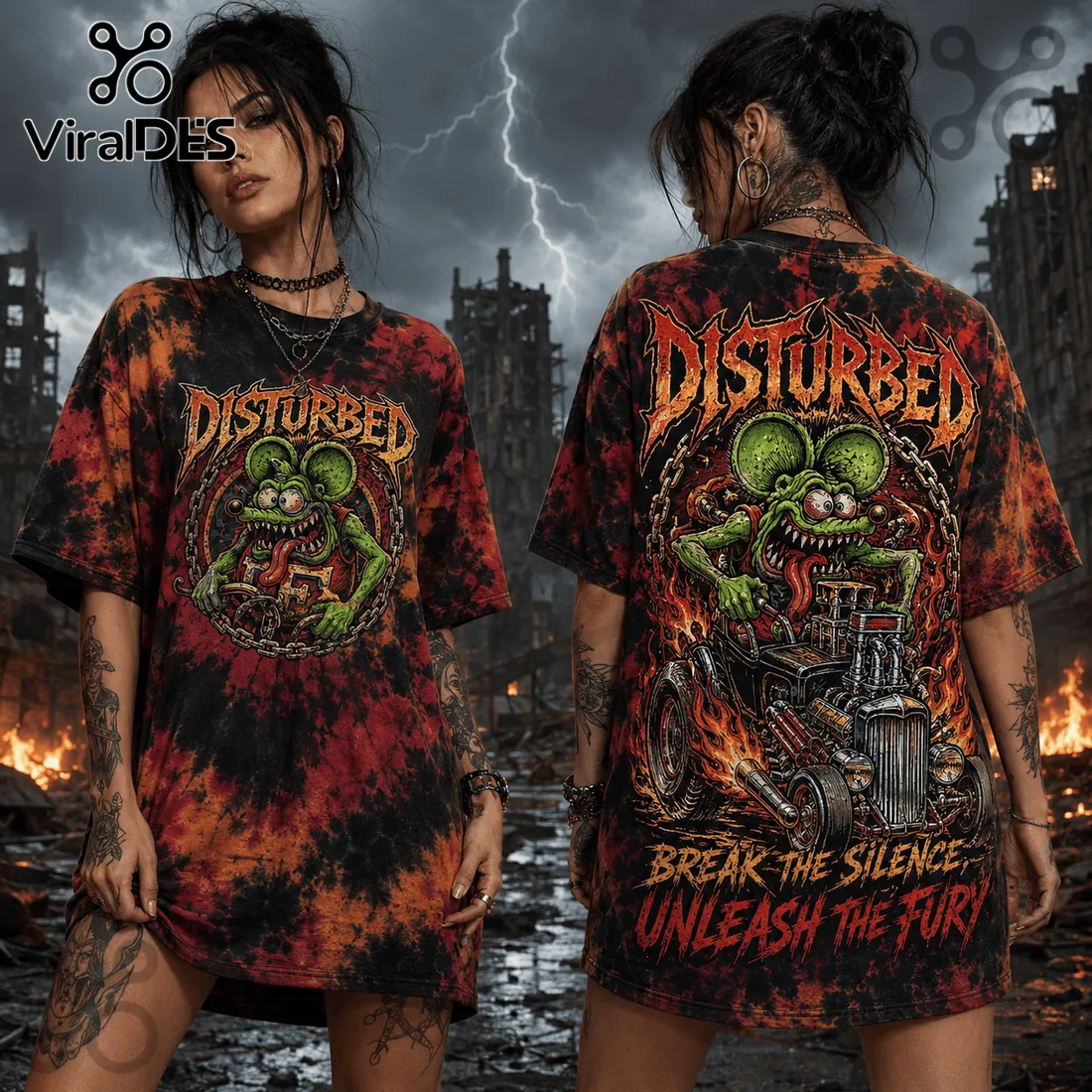 Disturbed Rat Hot Rod Premium Tie Dye T-Shirt Disturbed Rat Hot Rod Premium Tie Dye T-Shirt