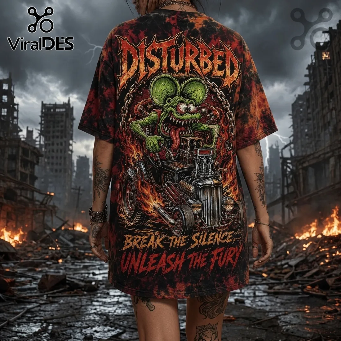 Disturbed Rat Hot Rod Premium Tie Dye T-Shirt Disturbed Rat Hot Rod Premium Tie Dye T-Shirt