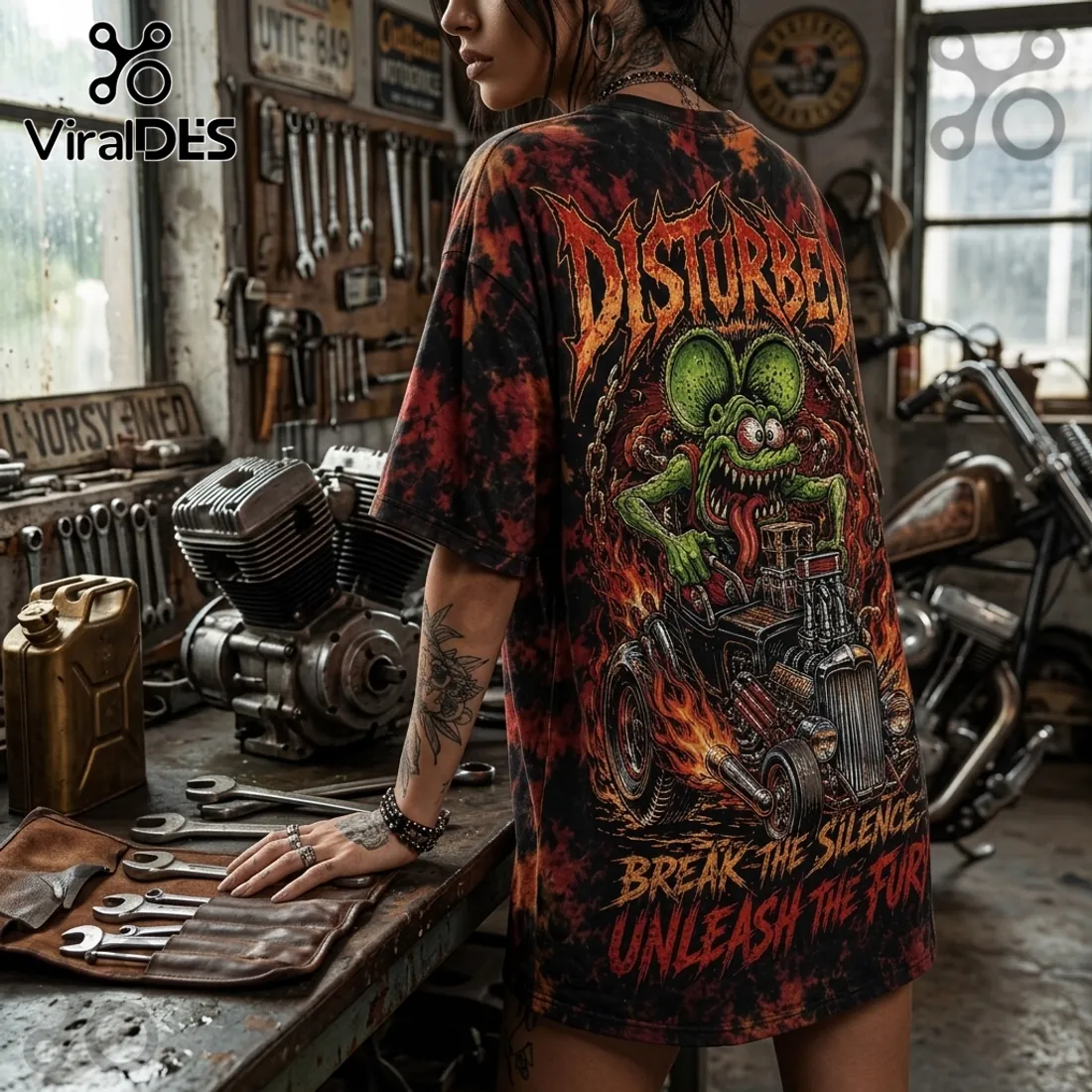 Disturbed Rat Hot Rod Premium Tie Dye T-Shirt Disturbed Rat Hot Rod Premium Tie Dye T-Shirt
