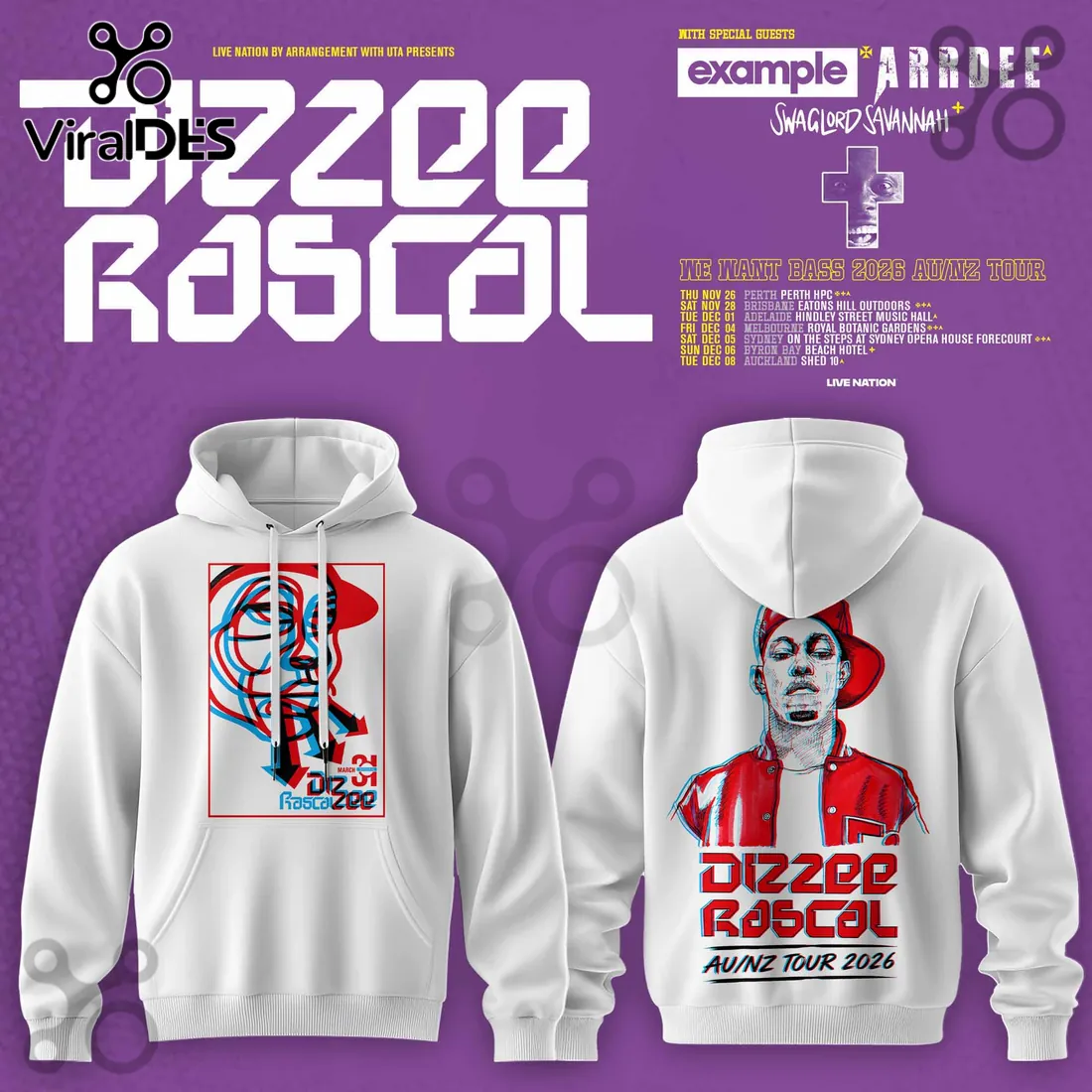 Dizzee Rascal We Want Bass Concert 2026 White Hoodie Dizzee Rascal We Want Bass Concert 2026 White Hoodie