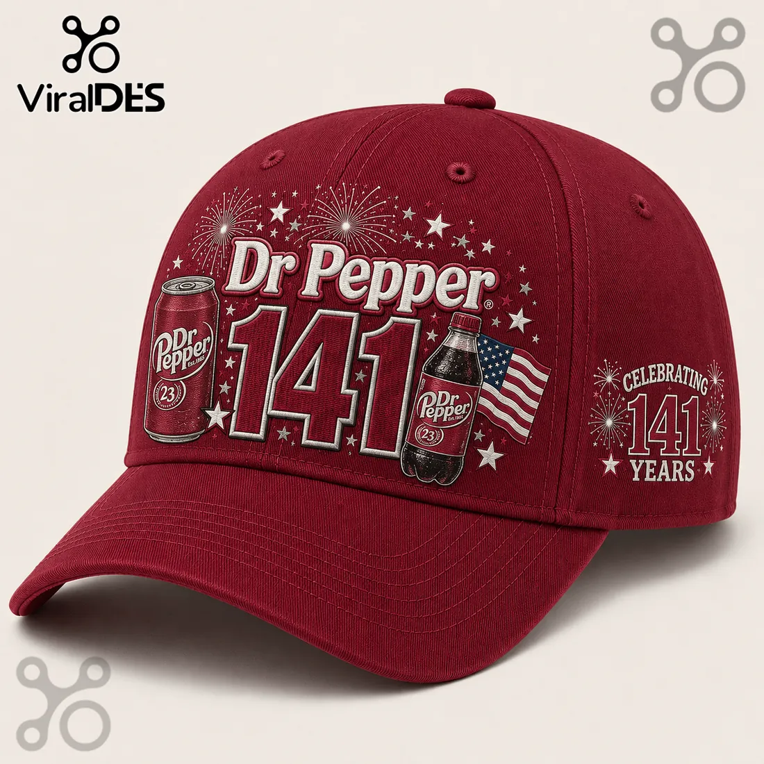 Dr Pepper 141st Anniversary Burgundy Baseball Cap Dr Pepper 141st Anniversary Burgundy Baseball Cap