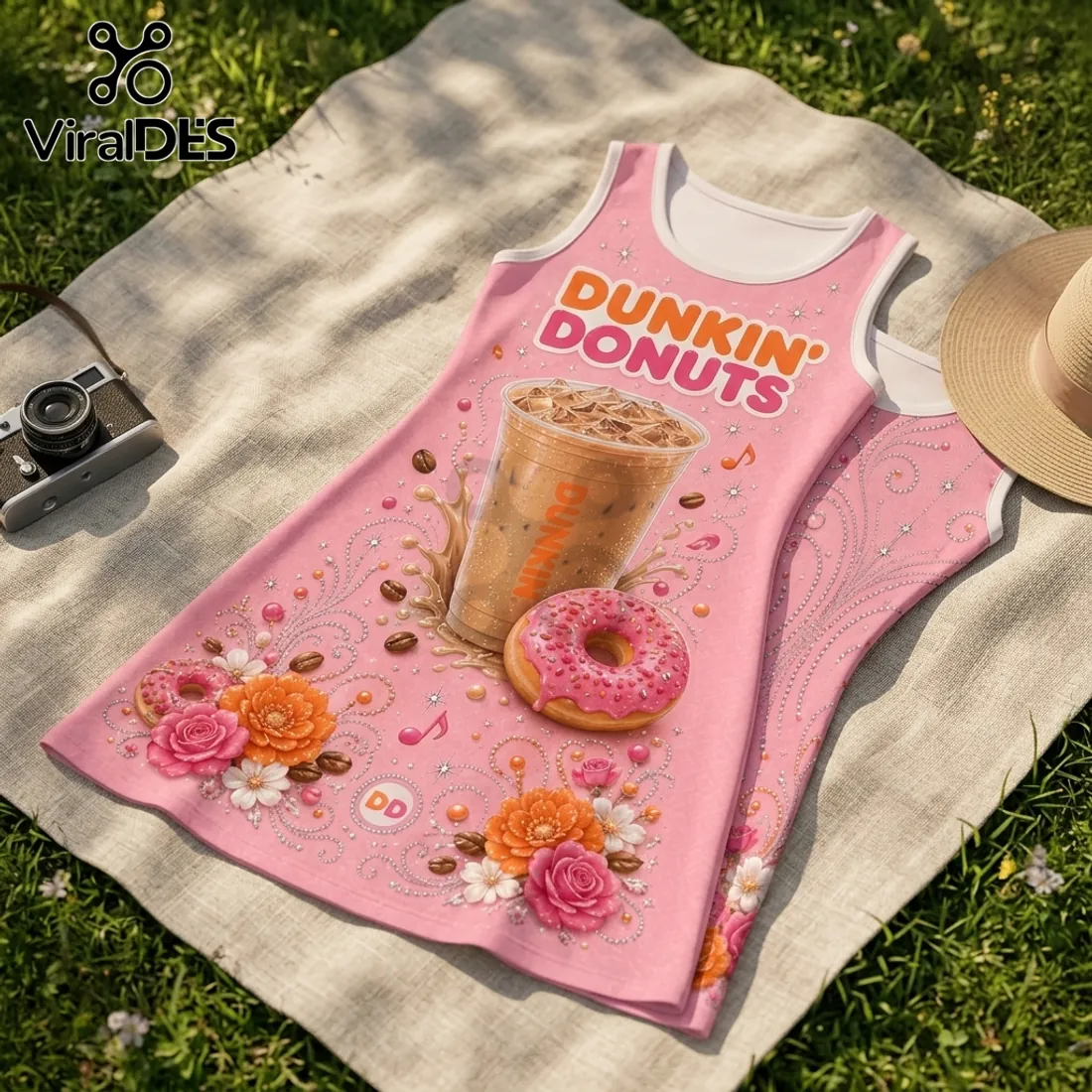 Dunkin Donuts Pink Floral Sleeveless Dress Dunkin Donuts Pink Floral Sleeveless Dress