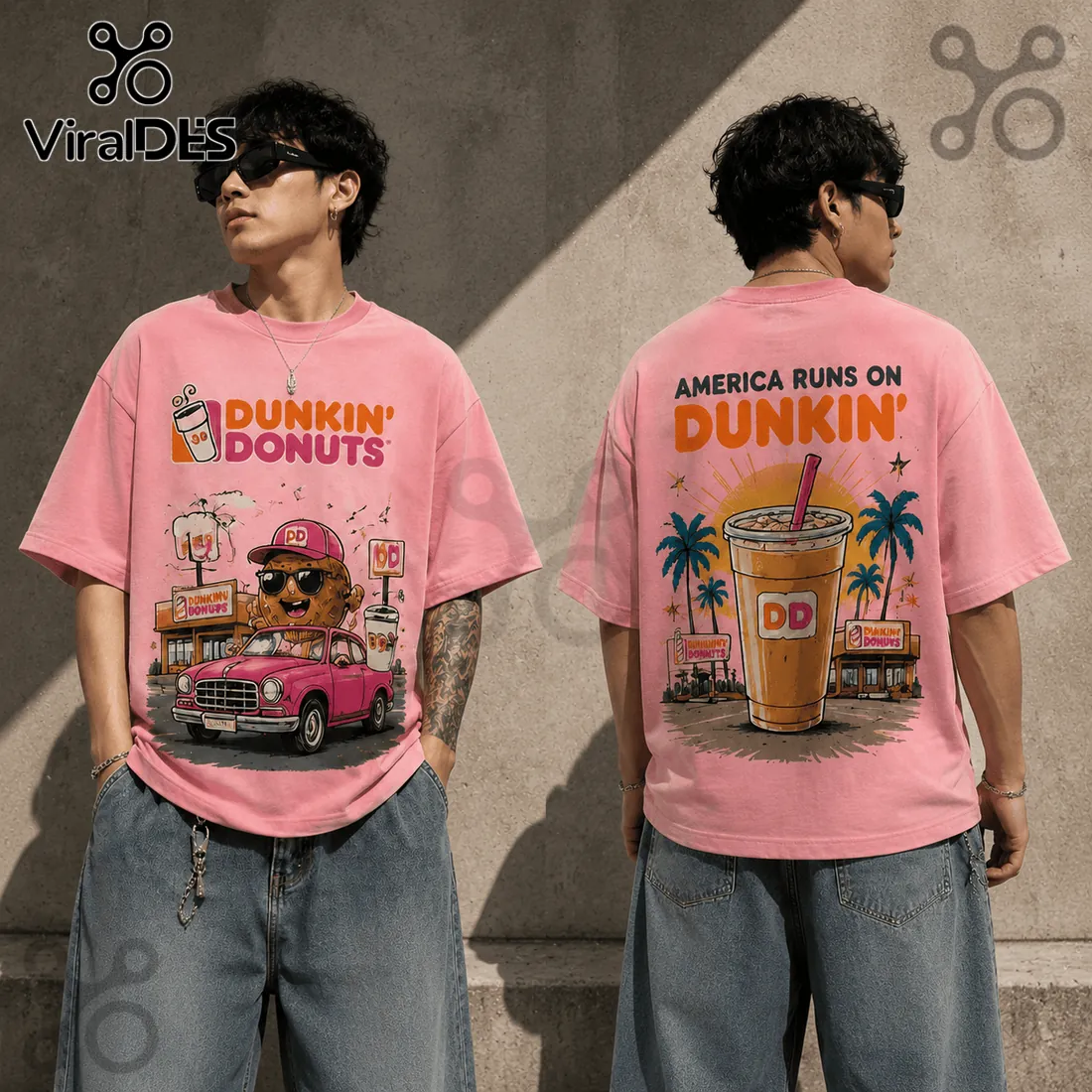 Dunkin Donuts Pink Vintage Mascot T-Shirt Dunkin Donuts Pink Vintage Mascot T-Shirt