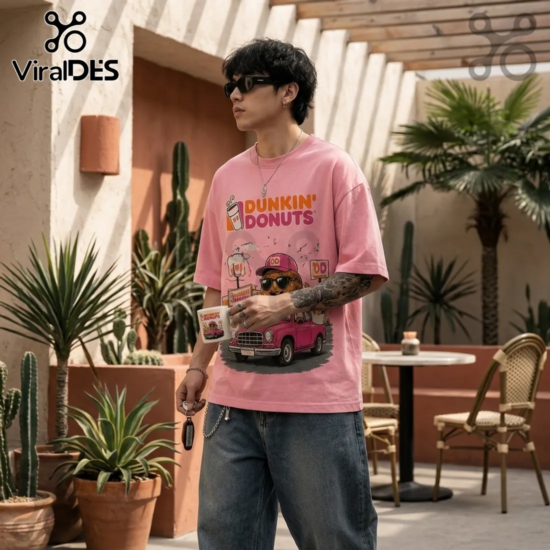 Dunkin Donuts Pink Vintage Mascot T-Shirt Dunkin Donuts Pink Vintage Mascot T-Shirt