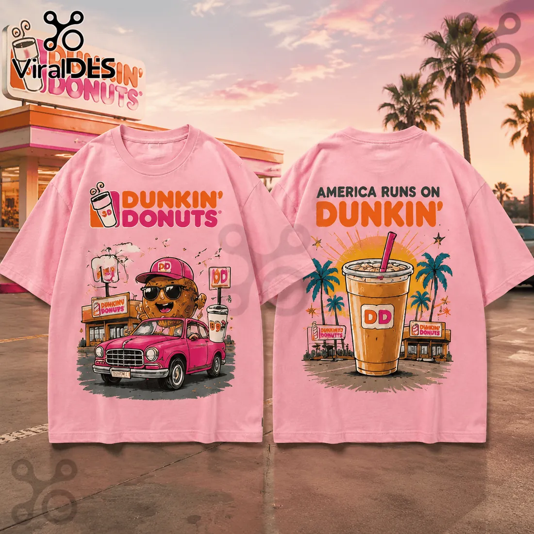 Dunkin Donuts Pink Vintage Mascot T-Shirt Dunkin Donuts Pink Vintage Mascot T-Shirt