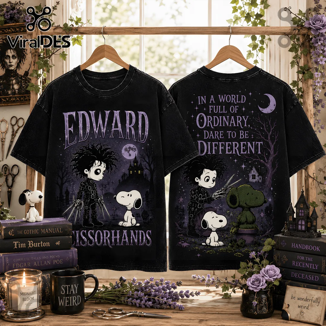 Edward Scissorhands x Snoopy Halloween Black T-Shirt Edward Scissorhands x Snoopy Halloween Black T-Shirt