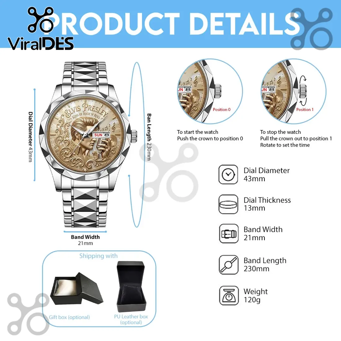 Elvis Presley Gold Plated Embossed Quartz Watch Elvis Presley Gold Plated Embossed Quartz Watch