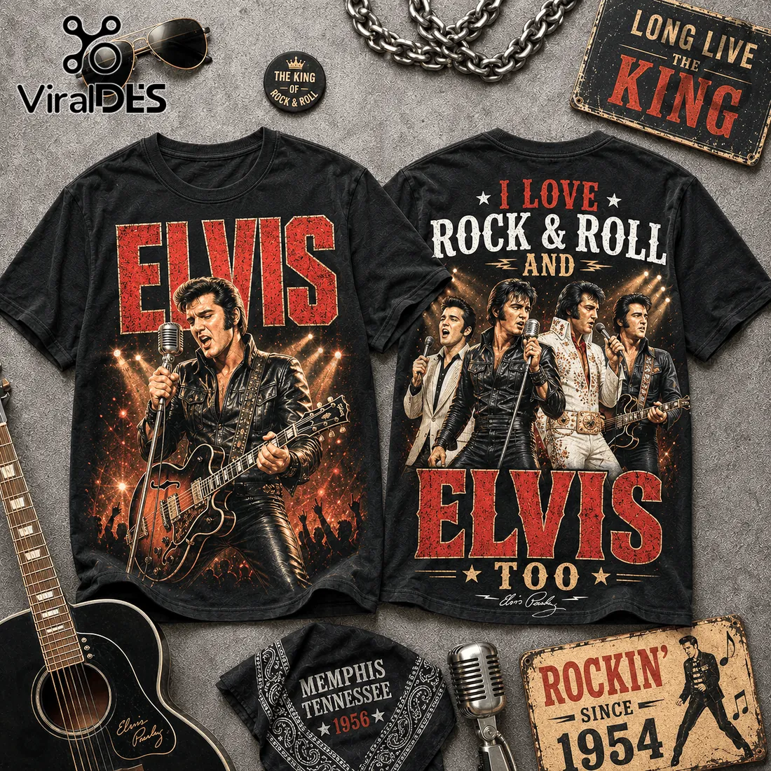 Elvis Presley King of Rock and Roll Black T-Shirt Elvis Presley King of Rock and Roll Black T-Shirt
