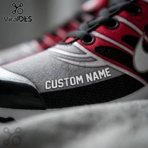 University of Alabama Crimson Tide Custom Air Max Plus Shoes featuring red, grey, and black panels with custom text.