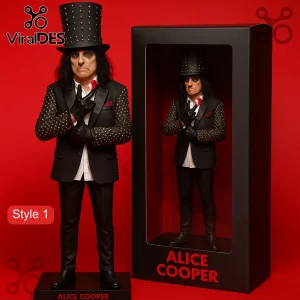 Alice Cooper Rock Legend Limited Edition Acrylic Plaque featuring a 3D figure in a top hat and studded suit on red.