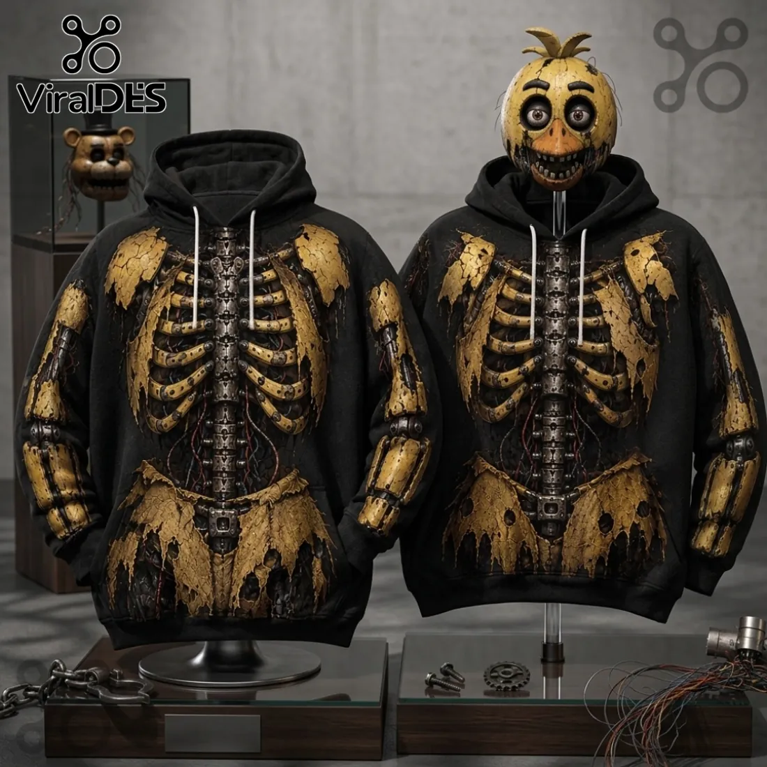 Five Nights at Freddys Chica Mechanical Skeleton Hoodie Five Nights at Freddys Chica Mechanical Skeleton Hoodie
