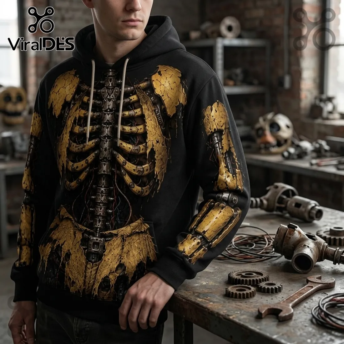 Five Nights at Freddys Chica Mechanical Skeleton Hoodie Five Nights at Freddys Chica Mechanical Skeleton Hoodie