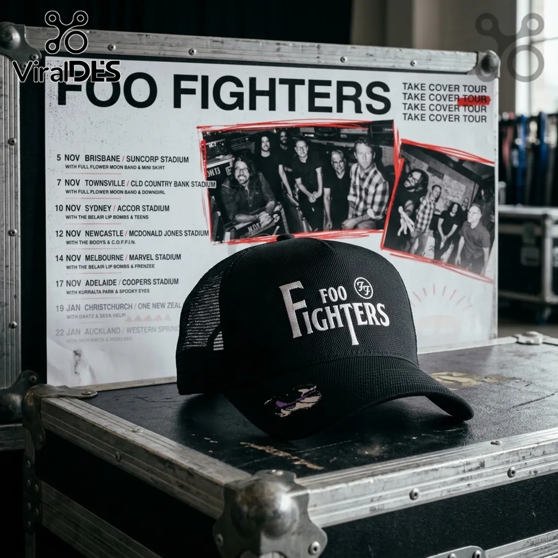 Foo Fighters Official Logo Take Cover Tour Baseball Cap Foo Fighters Official Logo Take Cover Tour Baseball Cap