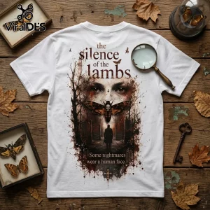 The Silence of the Lambs Death’s-Head Moth Horror T-Shirt with graphic print on white cotton fabric.