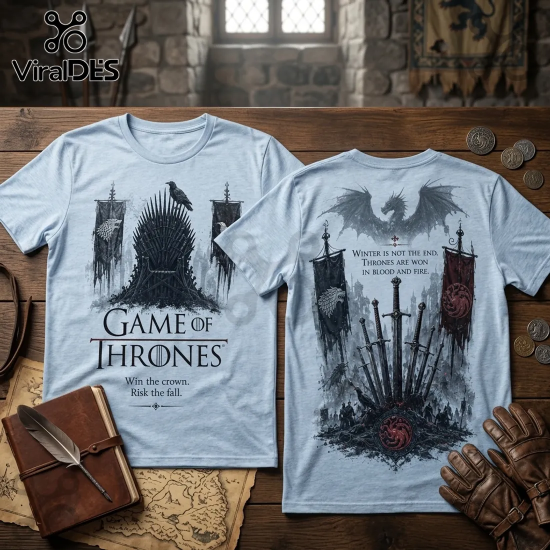 Game of Thrones Iron Throne Light Blue T-Shirt Game of Thrones Iron Throne Light Blue T-Shirt