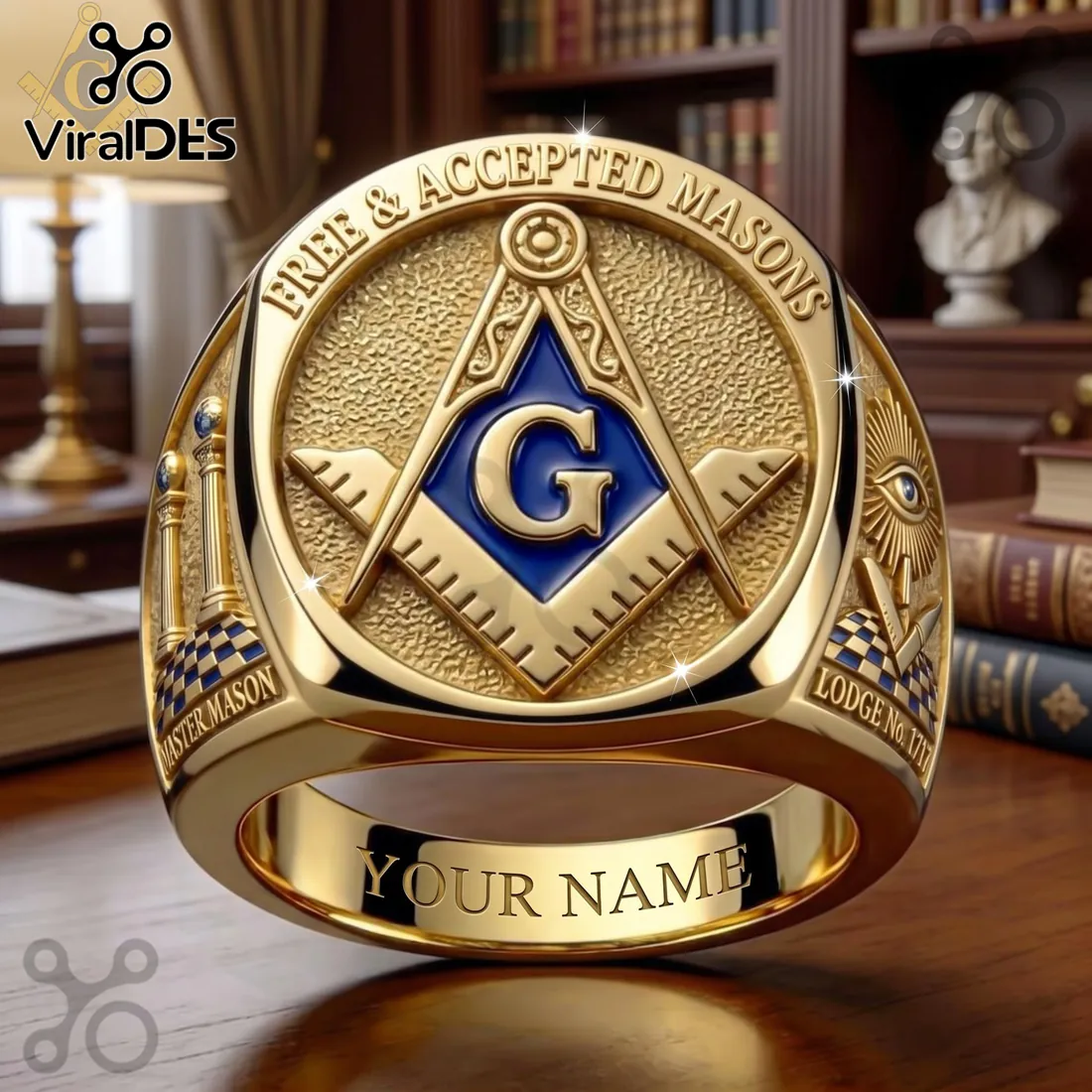 Gold Freemason Square and Compass Master Mason Ring Gold Freemason Square and Compass Master Mason Ring