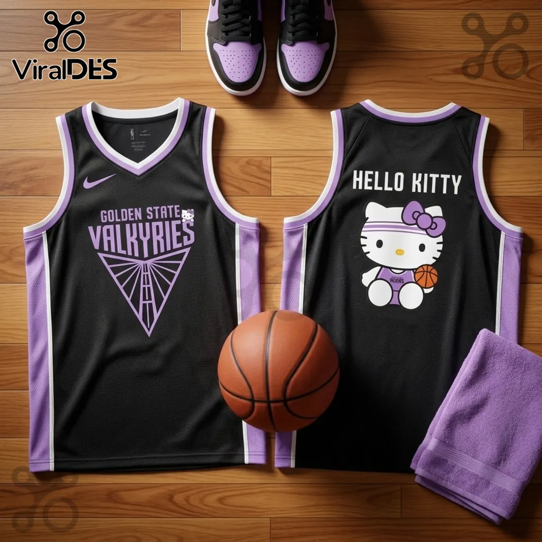 Golden State Valkyries x Hello Kitty Black Basketball Jersey Golden State Valkyries x Hello Kitty Black Basketball Jersey