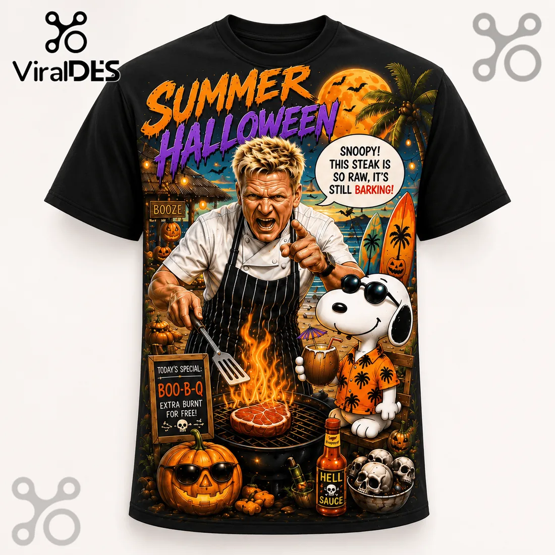 Gordon Ramsay x Snoopy Halloween Black T-Shirt Gordon Ramsay x Snoopy Halloween Black T-Shirt