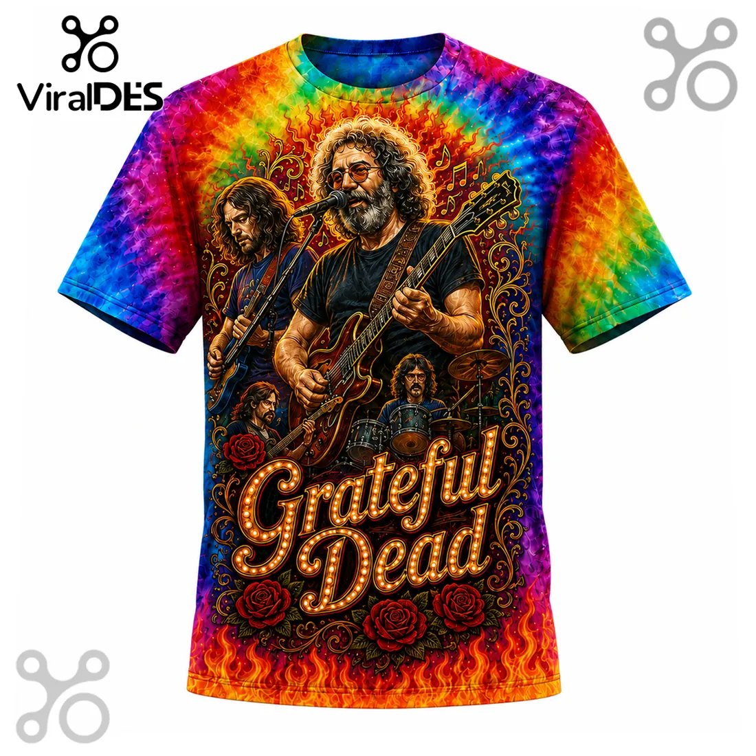 Grateful Dead Jerry Garcia Rainbow T-Shirt Grateful Dead Jerry Garcia Rainbow T-Shirt