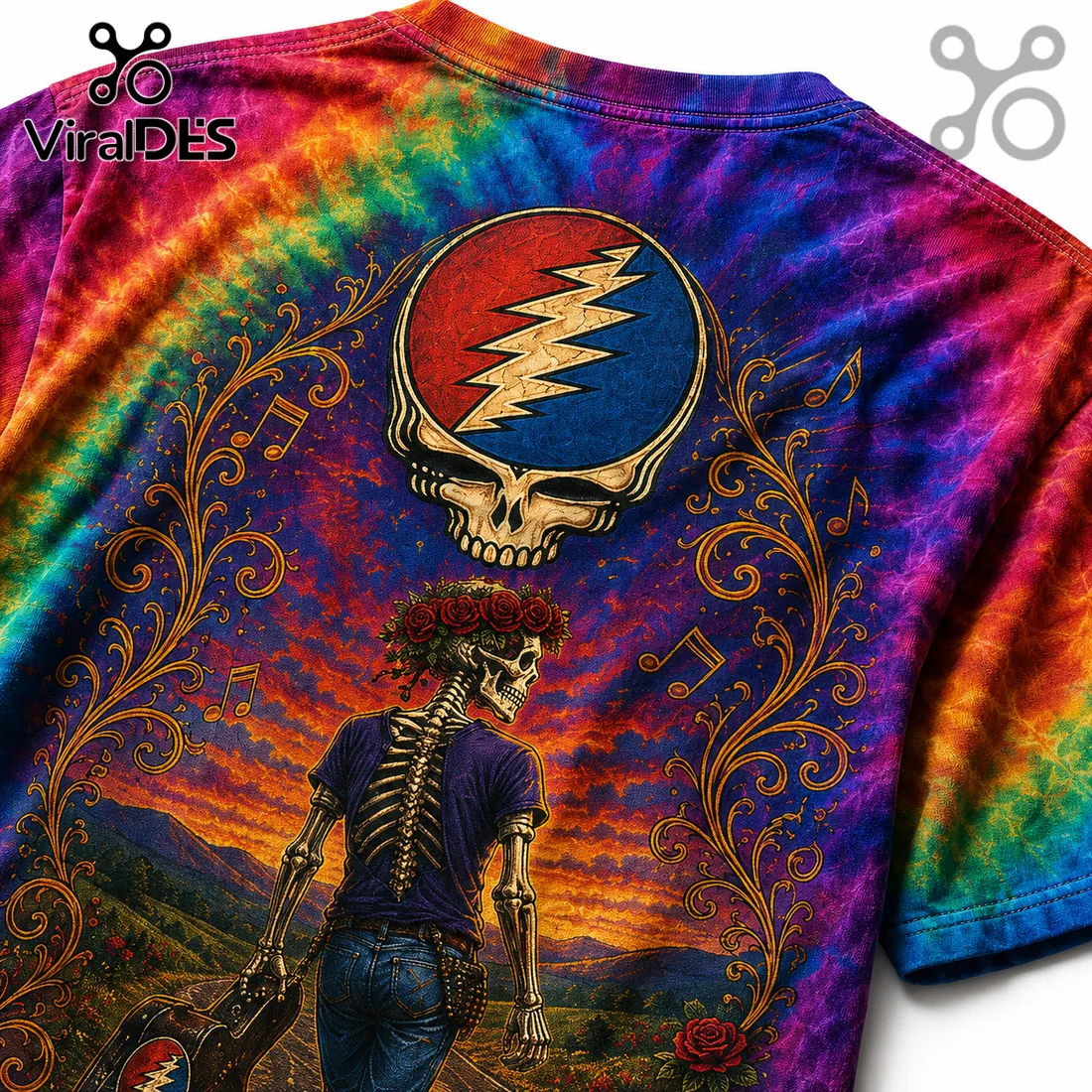 Grateful Dead Jerry Garcia Rainbow T-Shirt Grateful Dead Jerry Garcia Rainbow T-Shirt