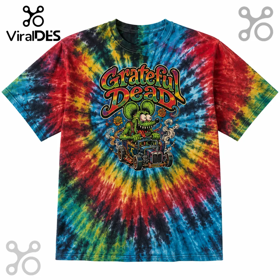 Grateful Dead Tie Dye Rat Hot Rod T-Shirt Grateful Dead Tie Dye Rat Hot Rod T-Shirt