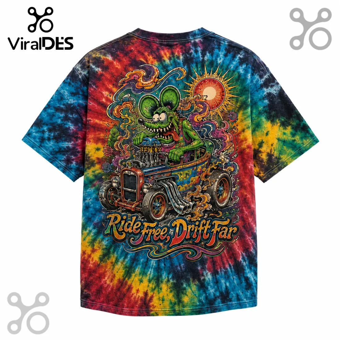 Grateful Dead Tie Dye Rat Hot Rod T-Shirt Grateful Dead Tie Dye Rat Hot Rod T-Shirt