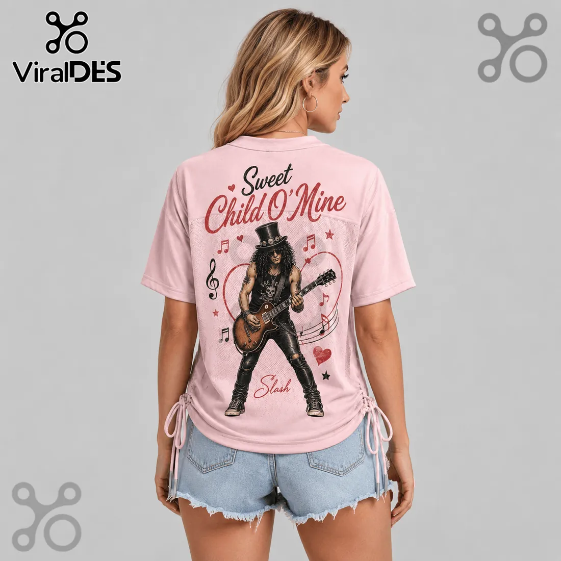 Guns N Roses Sweet Child O Mine Pink Lace-Up Jersey Guns N Roses Sweet Child O Mine Pink Lace-Up Jersey