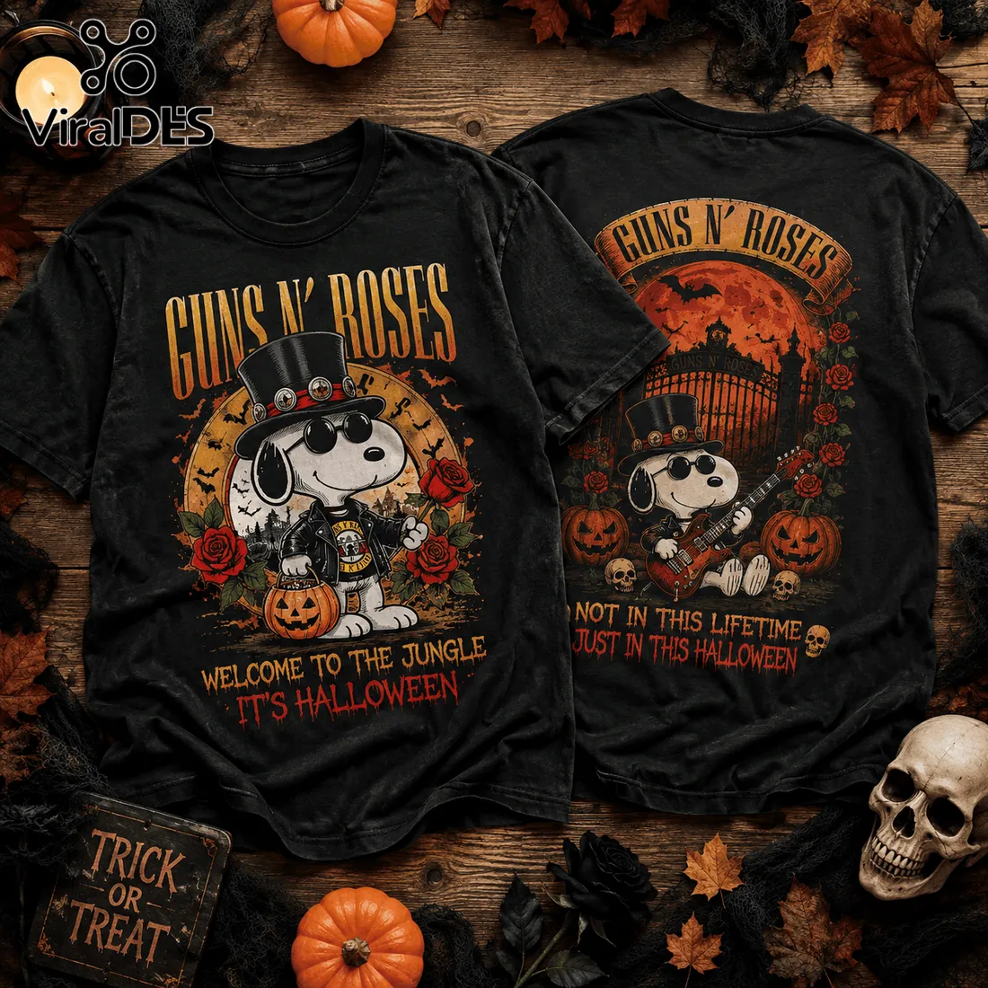 Guns N Roses x Snoopy Halloween Black T-Shirt Guns N Roses x Snoopy Halloween Black T-Shirt
