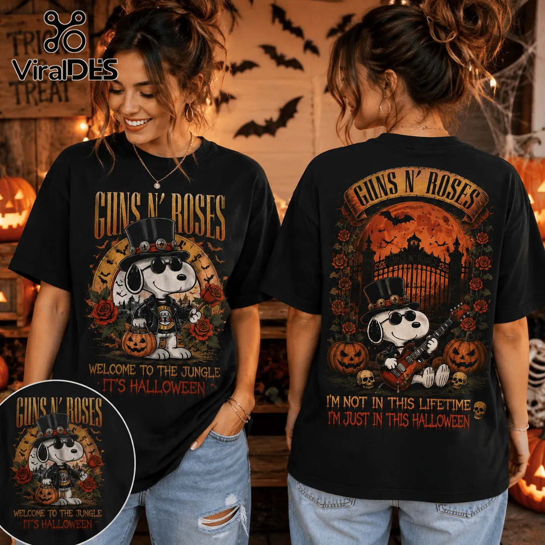 Guns N Roses x Snoopy Halloween Black T-Shirt Guns N Roses x Snoopy Halloween Black T-Shirt