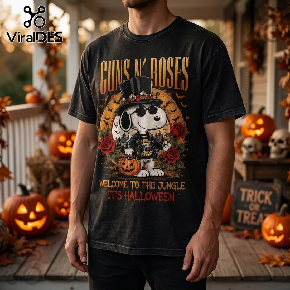 Guns N Roses x Snoopy Halloween Black T-Shirt Guns N Roses x Snoopy Halloween Black T-Shirt
