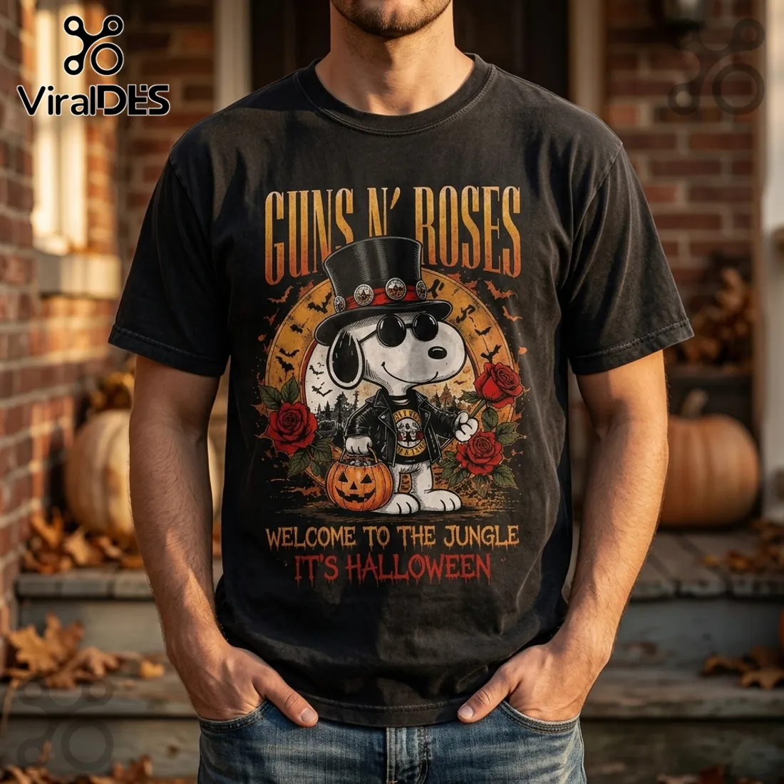 Guns N Roses x Snoopy Halloween Black T-Shirt Guns N Roses x Snoopy Halloween Black T-Shirt