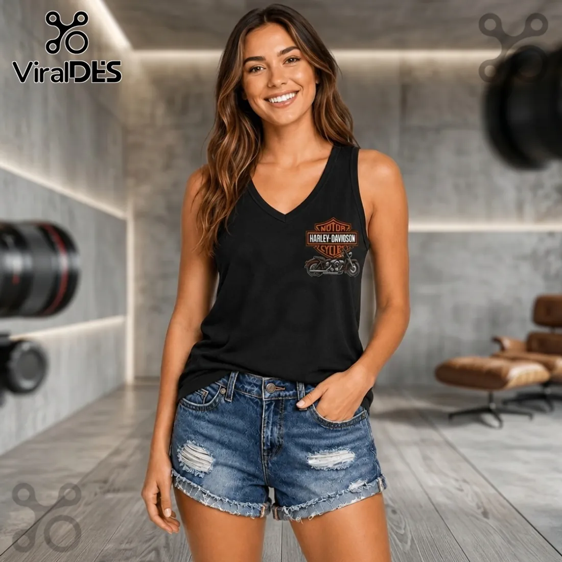Harley-Davidson Flaming Black V-Neck Tank Top Harley-Davidson Flaming Black V-Neck Tank Top