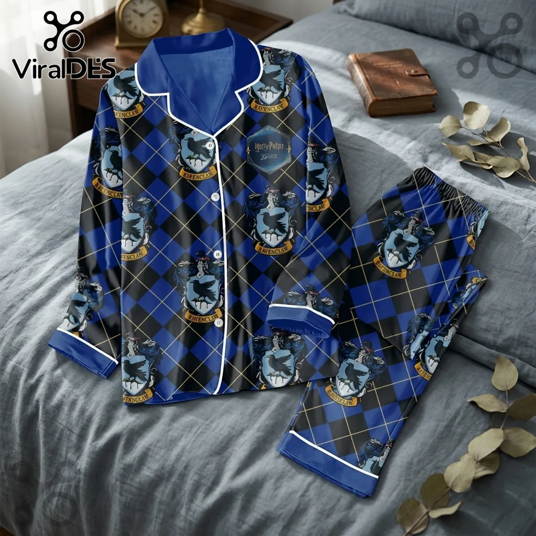 Harry Potter Ravenclaw Navy Blue Satin Pajama Set Harry Potter Ravenclaw Navy Blue Satin Pajama Set