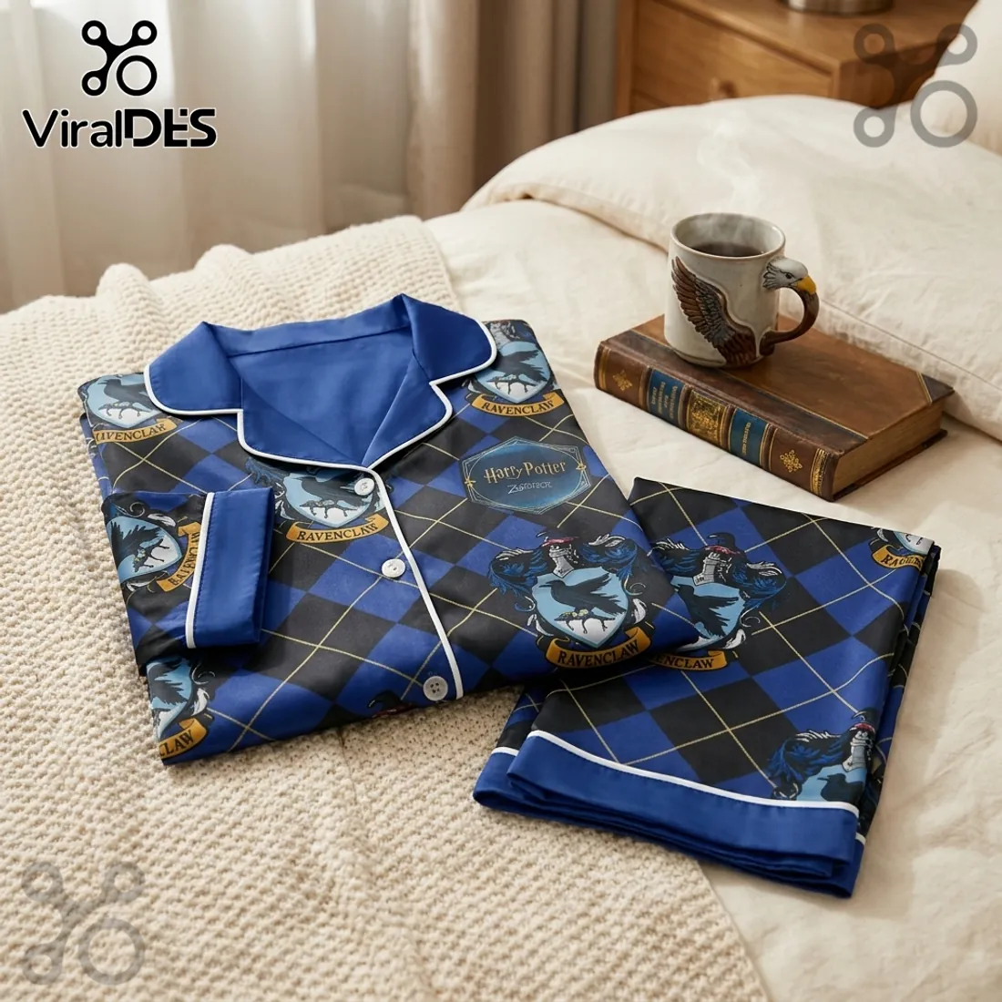 Harry Potter Ravenclaw Navy Blue Satin Pajama Set Harry Potter Ravenclaw Navy Blue Satin Pajama Set