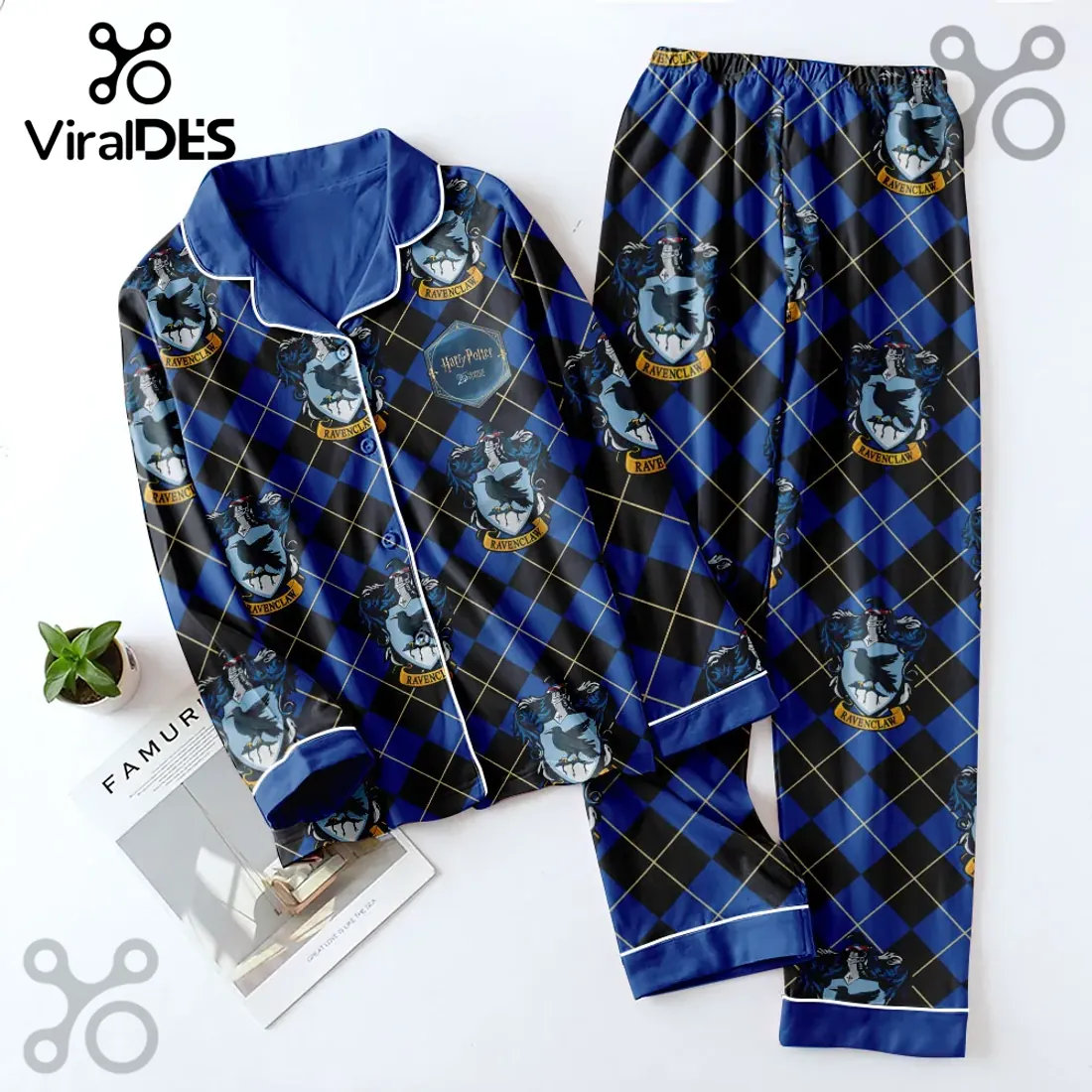 Harry Potter Ravenclaw Navy Blue Satin Pajama Set Harry Potter Ravenclaw Navy Blue Satin Pajama Set