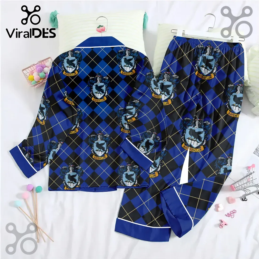 Harry Potter Ravenclaw Navy Blue Satin Pajama Set Harry Potter Ravenclaw Navy Blue Satin Pajama Set